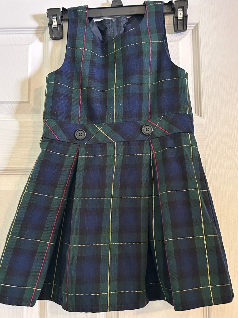 Lands' End Green & Navy Plaid School Jumper Dress